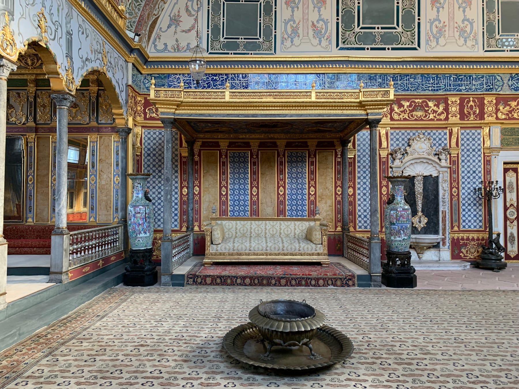 The ornate tiled throne room of the Topkapi Palace Harem in Istanbul